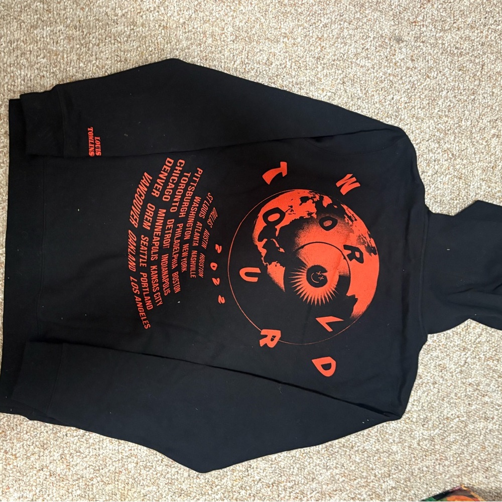 Black Hoodie with Red World Tour Graphic